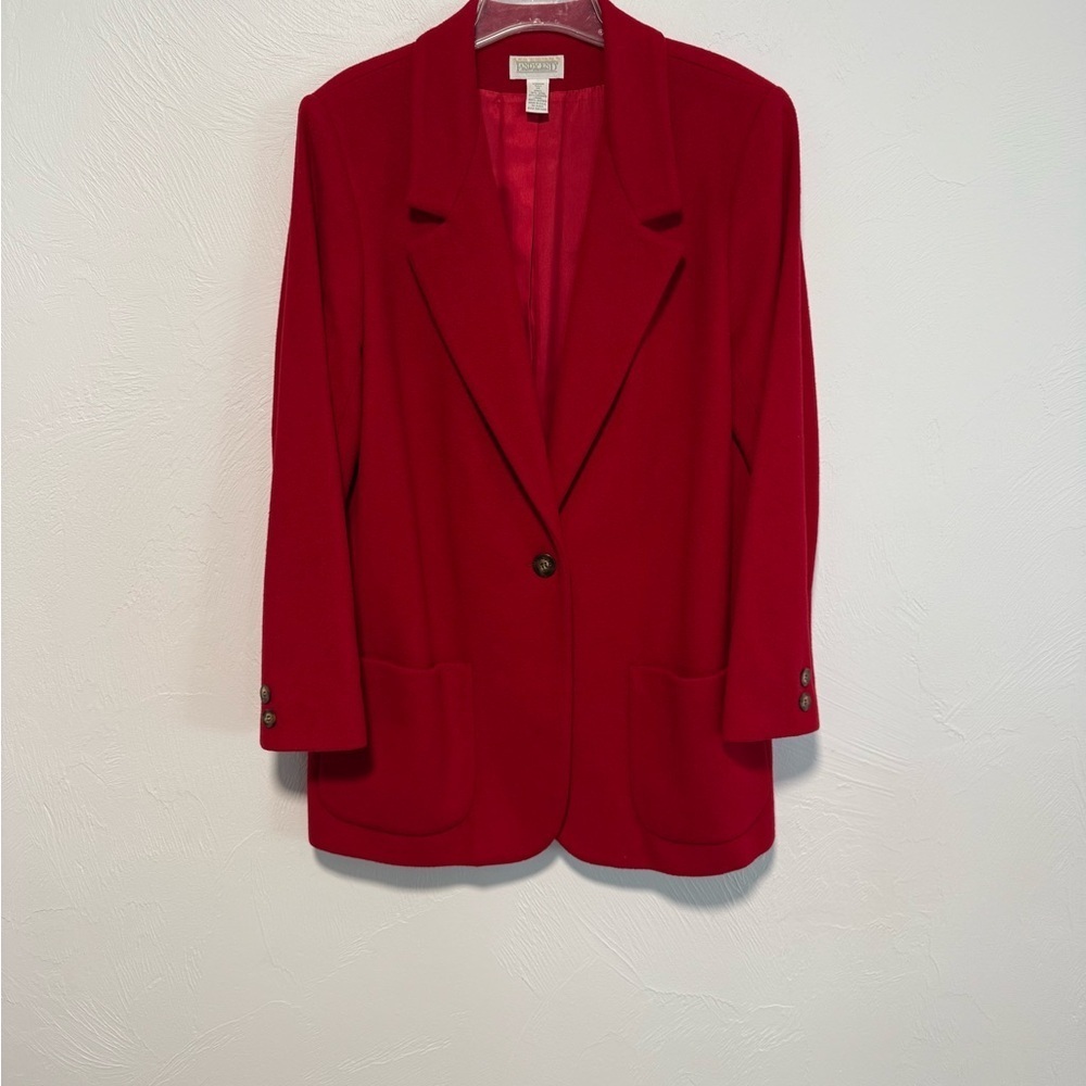 Elegant Red Wool Cashmere Blend Coat Women's Classic Dress Coat Size 14